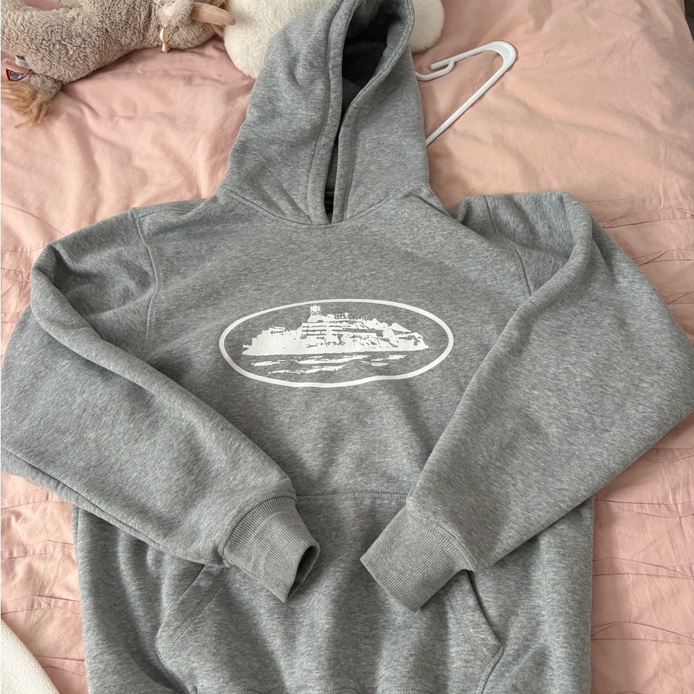 Gray Corteiz Hoodie with White Logo